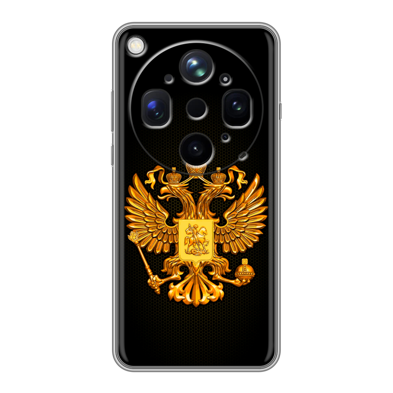 Силиконовый чехол на OPPO Find X9 Ultra с принтом Герб России желтый Силиконовый чехол на OPPO Find X9 Ultra с принтом Герб России желтый