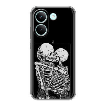 Силиконовый чехол на Poco X8 Pro с принтом Поцелуй скелетов