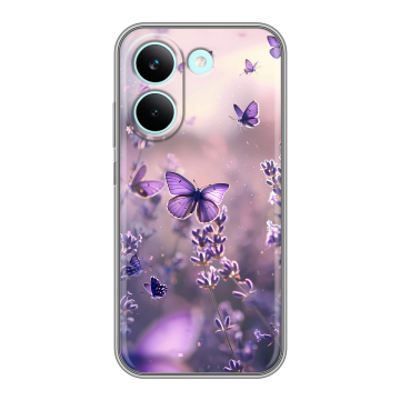Силиконовый чехол на Poco X8 Pro с принтом бабочки и лаванда