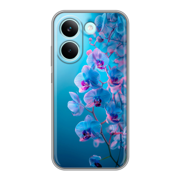 Силиконовый чехол на Poco X8 Pro с принтом голубые орхидеи