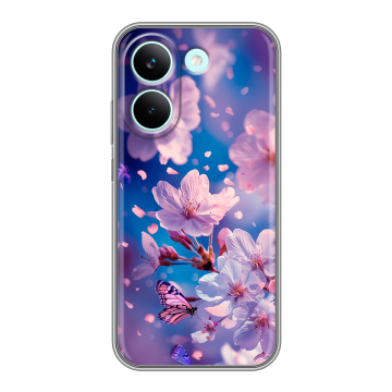 Силиконовый чехол на Poco X8 Pro с принтом цветы бабочки