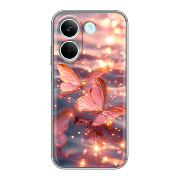 Силиконовый чехол на Poco X8 Pro с принтом бабочки розовые