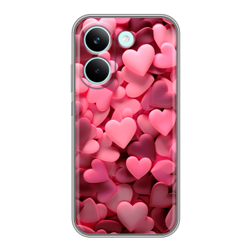 Силиконовый чехол на Poco X8 Pro с принтом розовые сердечки