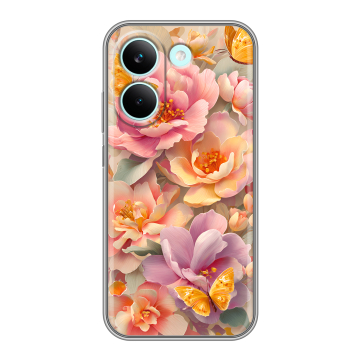 Силиконовый чехол на Poco X8 Pro с принтом Цветы и бабочки Силиконовый чехол на Poco X8 Pro с принтом Цветы и бабочки