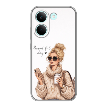 Силиконовый чехол на Poco X8 Pro с принтом женский