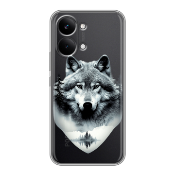 Силиконовый чехол на Poco X8 Pro Max с принтом Волк в лесу Силиконовый чехол на Poco X8 Pro Max с принтом Волк в лесу