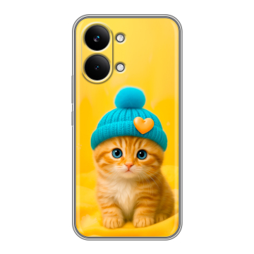 Силиконовый чехол на Poco X8 Pro Max с принтом Котенок в шапке Силиконовый чехол на Poco X8 Pro Max с принтом Котенок в шапке