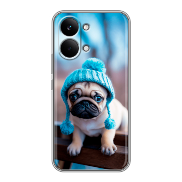 Силиконовый чехол на Poco X8 Pro Max с принтом Мопс в шапке Силиконовый чехол на Poco X8 Pro Max с принтом Мопс в шапке