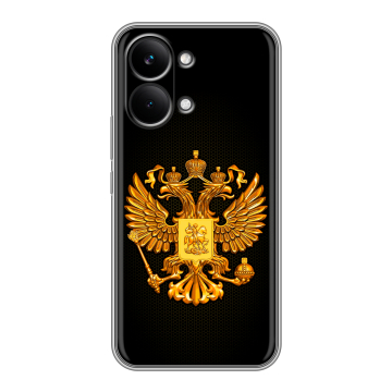 Силиконовый чехол на Poco X8 Pro Max с принтом Герб России желтый Силиконовый чехол на Poco X8 Pro Max с принтом Герб России желтый