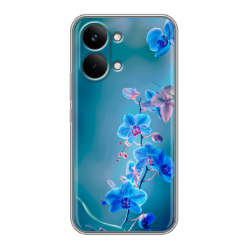 Силиконовый чехол на Poco X8 Pro Max с принтом Голубые цветы Силиконовый чехол на Poco X8 Pro Max с принтом Голубые цветы