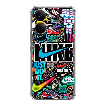 Силиконовый чехол на Poco X8 Pro Max с принтом найк nike черный Силиконовый чехол на Poco X8 Pro Max с принтом найк nike черный