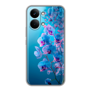 Силиконовый чехол на Poco X8 Pro Max с принтом голубые орхидеи Силиконовый чехол на Poco X8 Pro Max с принтом голубые орхидеи