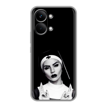 Силиконовый чехол на Poco X8 Pro Max с принтом монашка Силиконовый чехол на Poco X8 Pro Max с принтом монашка