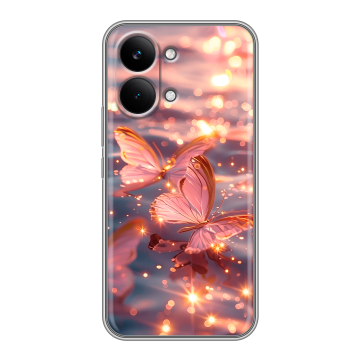 Силиконовый чехол на Poco X8 Pro Max с принтом бабочки розовые Силиконовый чехол на Poco X8 Pro Max с принтом бабочки розовые