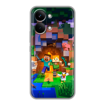 Силиконовый чехол на Poco X8 Pro Max с принтом Майнкрафт Minecraft Силиконовый чехол на Poco X8 Pro Max с принтом Майнкрафт Minecraft