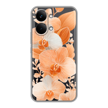 Силиконовый чехол на Poco X8 Pro Max с принтом Бежевые цветы Силиконовый чехол на Poco X8 Pro Max с принтом Бежевые цветы