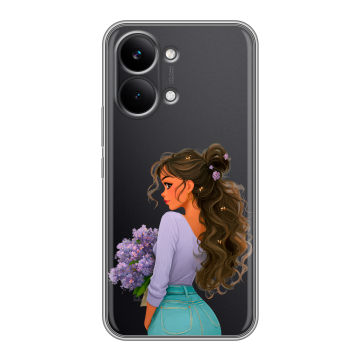 Силиконовый чехол на Poco X8 Pro Max с принтом девушка цветы