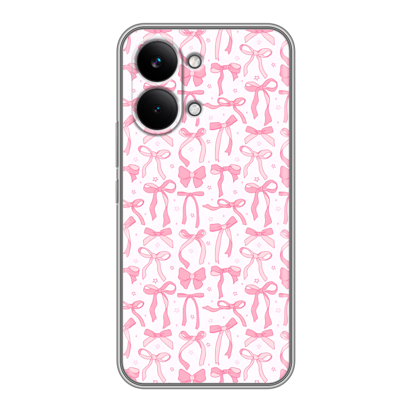 Силиконовый чехол на Poco X8 Pro Max с принтом Розовые бантики Силиконовый чехол на Poco X8 Pro Max с принтом Розовые бантики