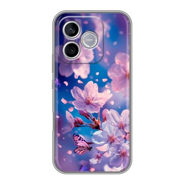 Силиконовый чехол на Honor 600 Lite с принтом цветы бабочки