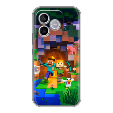 Силиконовый чехол на Honor 600 Lite с принтом Майнкрафт Minecraft