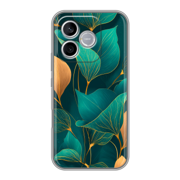 Силиконовый чехол на Honor 600 Lite с принтом Листья и золото Силиконовый чехол на Honor 600 Lite с принтом Листья и золото