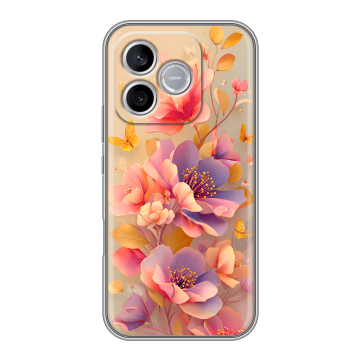 Силиконовый чехол на Honor 600 Lite с принтом Цветы и бабочки Силиконовый чехол на Honor 600 Lite с принтом Цветы и бабочки