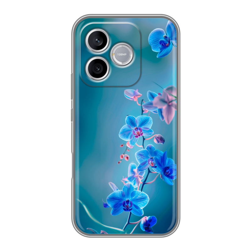 Силиконовый чехол на Honor 600 Lite с принтом Голубые цветы Силиконовый чехол на Honor 600 Lite с принтом Голубые цветы