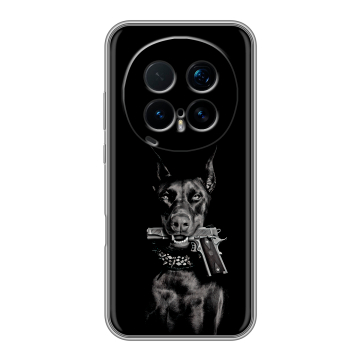 Силиконовый чехол на Honor Magic 8 Pro с принтом Доберман и пистолет Силиконовый чехол на Honor Magic 8 Pro с принтом Доберман и пистолет