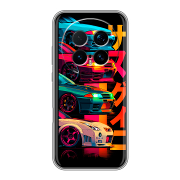 Силиконовый чехол на Honor Magic 8 Pro с принтом Гоночные машины