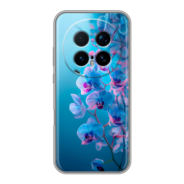 Силиконовый чехол на Honor Magic 8 Pro  с принтом голубые орхидеи