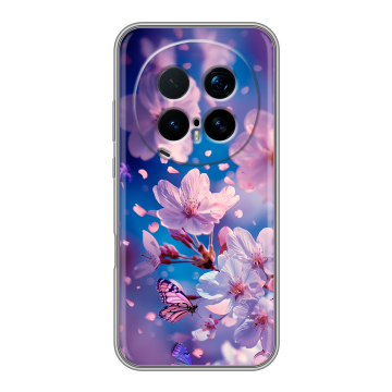Силиконовый чехол на Honor Magic 8 Pro  с принтом цветы бабочки