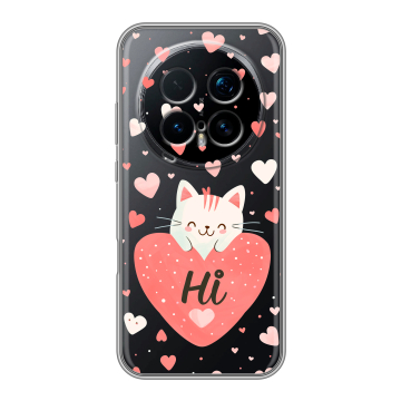 Силиконовый чехол на Honor Magic 8 Pro  с принтом котенок и сердечко