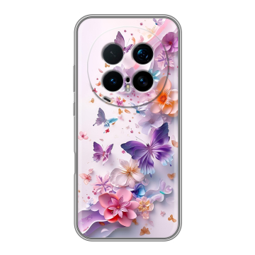 Силиконовый чехол на Honor Magic 8 Pro с принтом цветы бабочки Силиконовый чехол на Honor Magic 8 Pro с принтом цветы бабочки