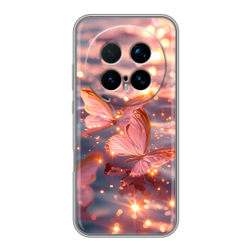 Силиконовый чехол на Honor Magic 8 Pro с принтом бабочки розовые