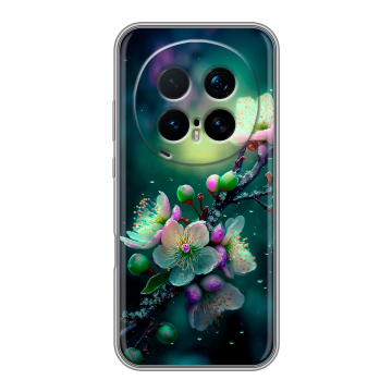 Силиконовый чехол на Honor Magic 8 Pro  с принтом Цветы и мрамор