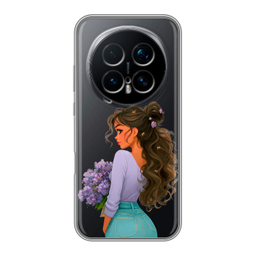 Силиконовый чехол на Honor Magic 8 Pro с принтом девушка цветы Силиконовый чехол на Honor Magic 8 Pro с принтом девушка цветы