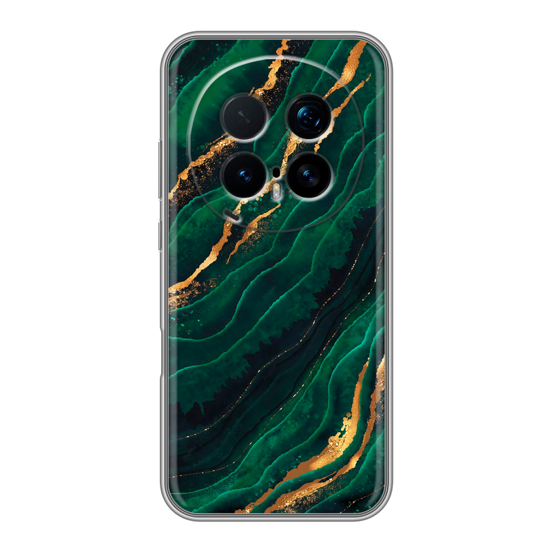 Силиконовый чехол на Honor Magic 8 Pro с принтом Мрамор зеленое золото Силиконовый чехол на Honor Magic 8 Pro с принтом Мрамор зеленое золото