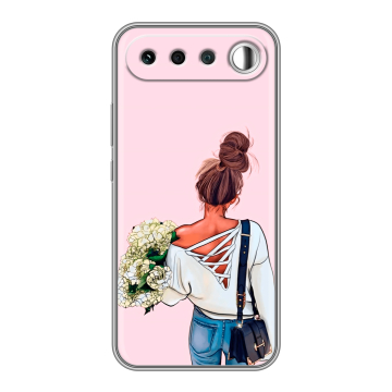 Силиконовый чехол на Realme 16 с принтом Девушка и букет Силиконовый чехол на Realme 16 с принтом Девушка и букет