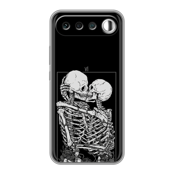 Силиконовый чехол на Realme 16 с принтом Поцелуй скелетов