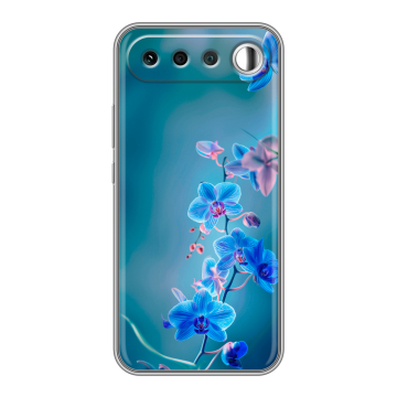 Силиконовый чехол на Realme 16 с принтом Голубые цветы