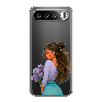 Силиконовый чехол на Realme 16 с принтом девушка цветы Силиконовый чехол на Realme 16 с принтом девушка цветы