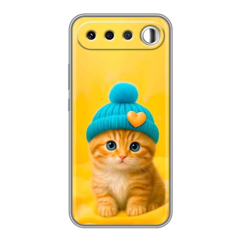 Силиконовый чехол на Realme 16 с принтом Котенок в шапке Силиконовый чехол на Realme 16 с принтом Котенок в шапке