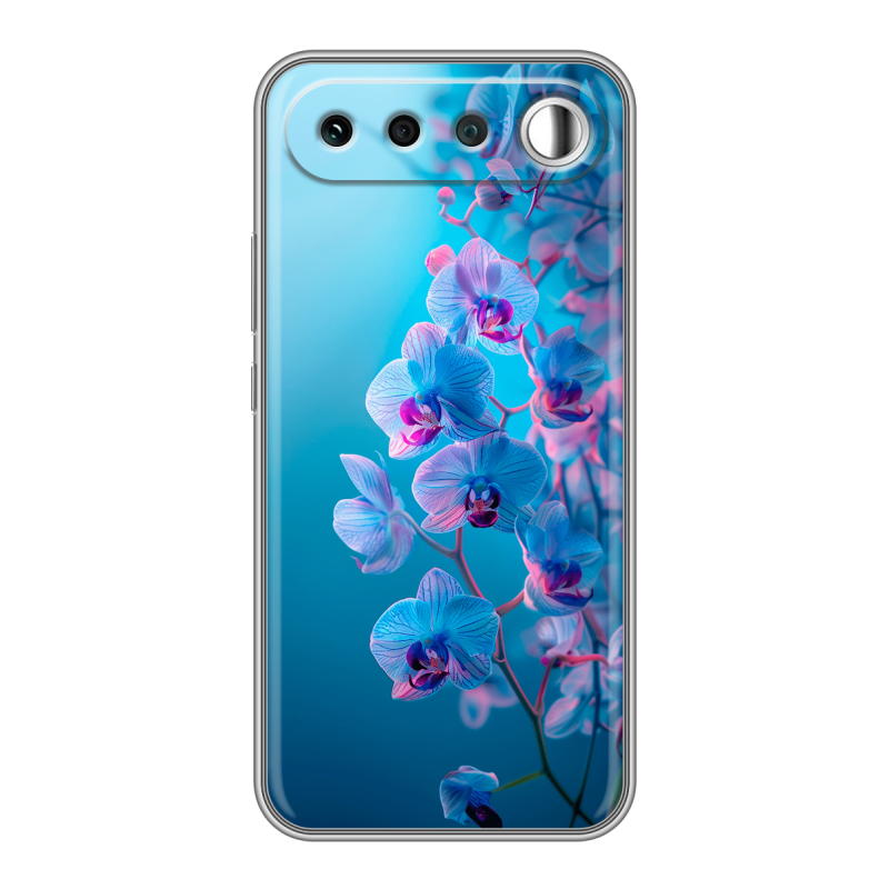Силиконовый чехол на Realme 16 с принтом голубые орхидеи Силиконовый чехол на Realme 16 с принтом голубые орхидеи