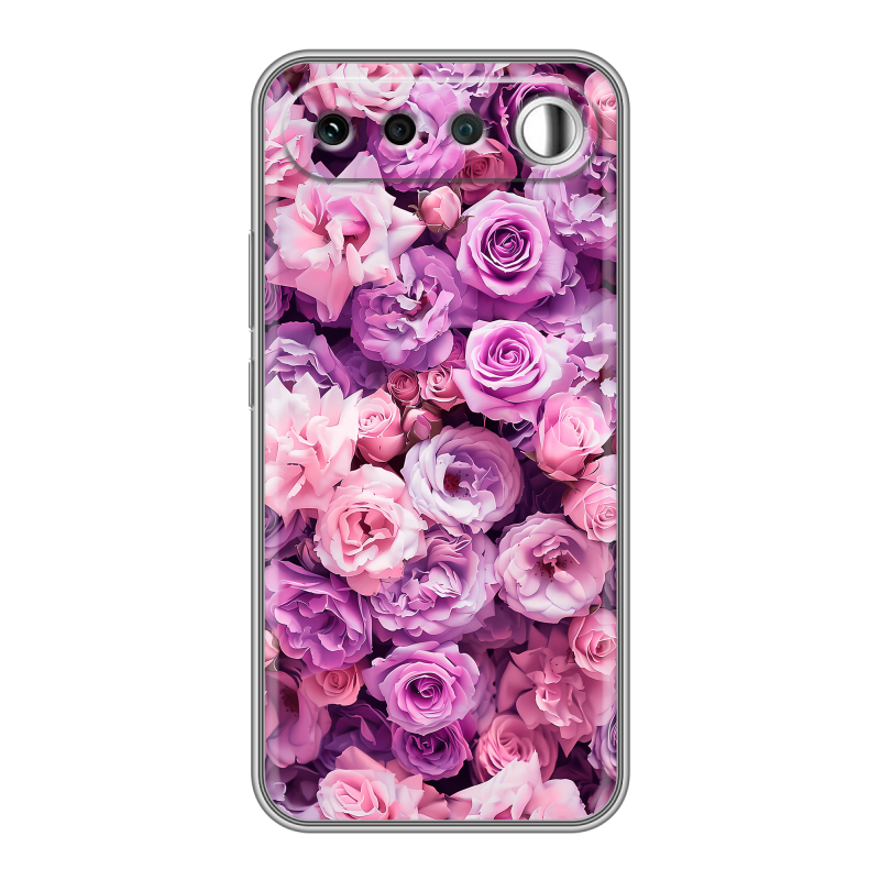 Силиконовый чехол на Realme 16 с принтом лавандовые розы Силиконовый чехол на Realme 16 с принтом лавандовые розы