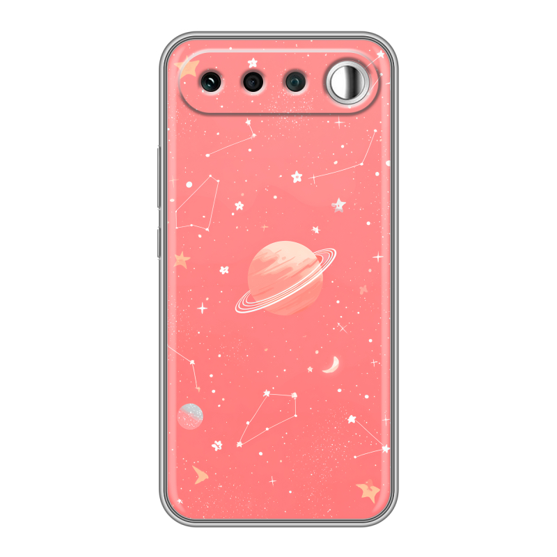 Силиконовый чехол на Realme 16 с принтом Розовый космос Силиконовый чехол на Realme 16 с принтом Розовый космос