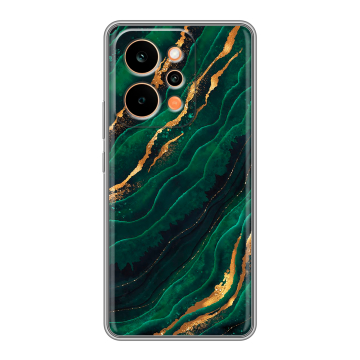 Силиконовый чехол на Realme P4 Power с принтом Мрамор зеленое золото Силиконовый чехол на Realme P4 Power с принтом Мрамор зеленое золото