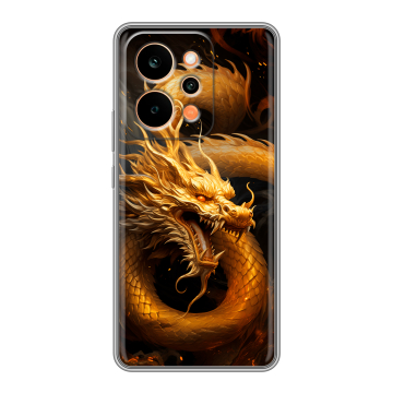 Силиконовый чехол на Realme P4 Power с принтом Золотой дракон