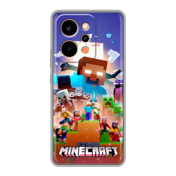 Силиконовый чехол на Realme P4 Power с принтом Майнкрафт Minecraft