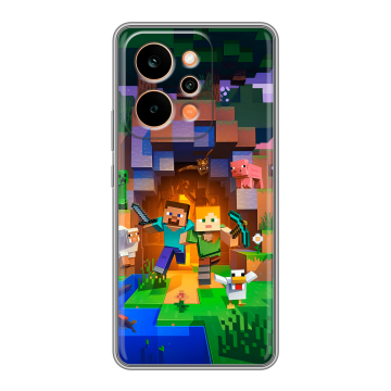 Силиконовый чехол на Realme P4 Power с принтом Майнкрафт Minecraft