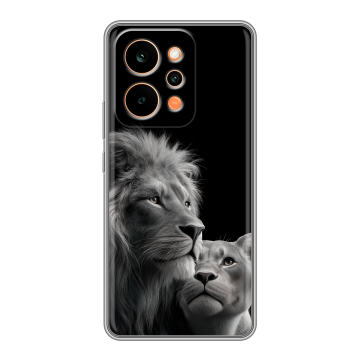 Силиконовый чехол на Realme P4 Power с принтом Лев кошки